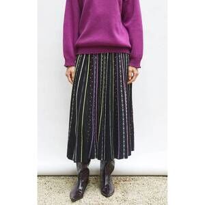 NEW MOLLI daiquiri 2 long dotted swiss knit skirt in deep black multi